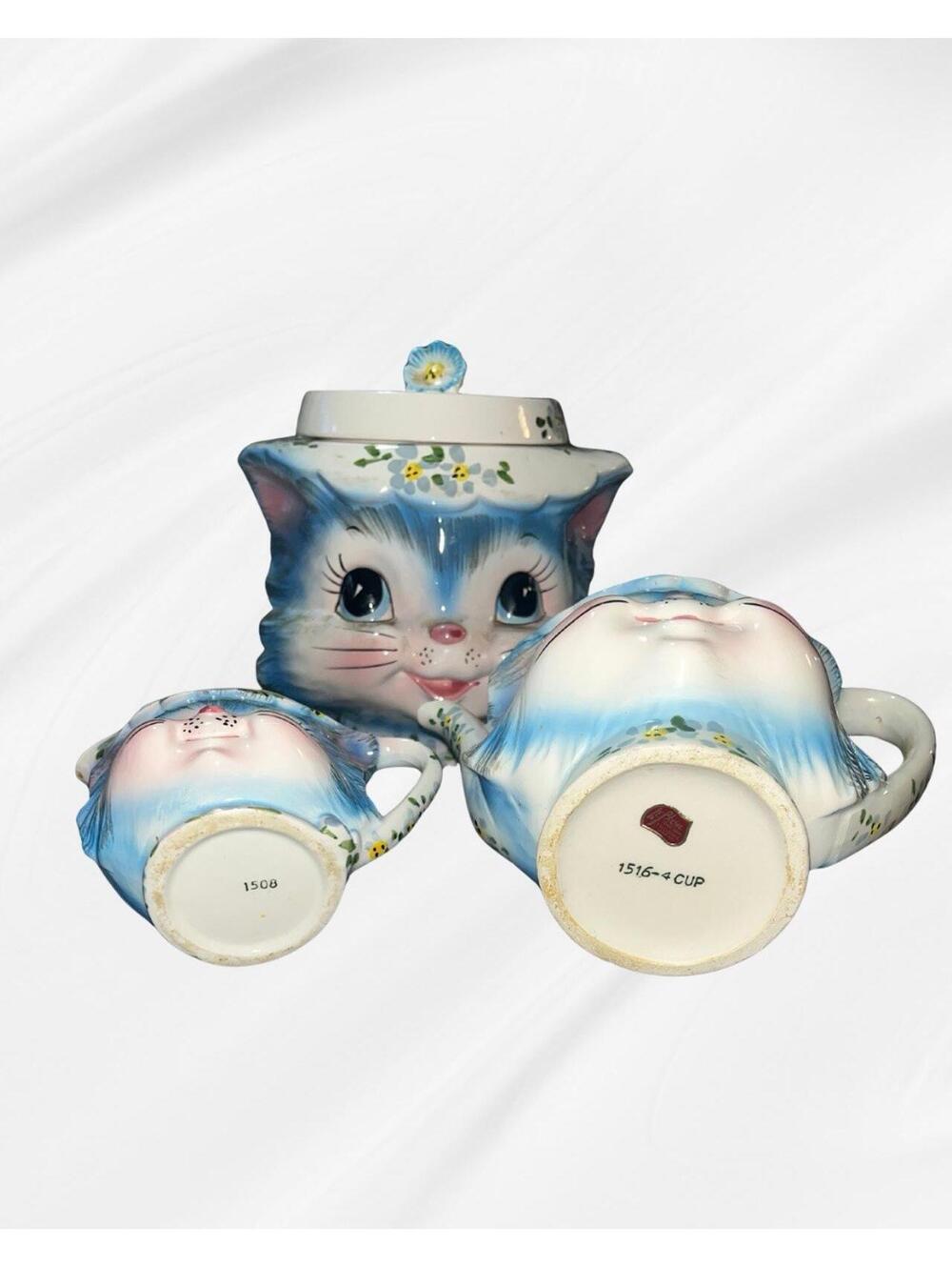 RARE Vintage 50’s Lefton "Miss Priss" Cat Tea Set & Cookie Jar - Picture 4 of 12